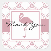 Sticker Carré Merci Flamant rose rose rosé Art déco (Devant)