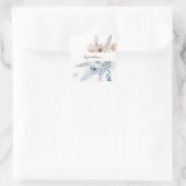 Sticker Carré Merci Floral Boho Bleu et Beige (Sac)