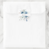 Sticker Carré Merci floral Dusty Blue Boho (Sac)