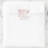 Sticker Carré Merci Floraux rose Noms Date Mariage (Sac)