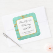 Sticker Carré Merci Foil Mint et Gold Faux Favoriser (Enveloppe)