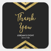 Sticker Carré Merci géométrique moderne Faux Gold Chevron (Devant)