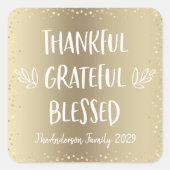 Sticker Carré Merci Gratuit Typographie Bienheureuse Gold Holida (Devant)