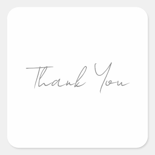 Sticker Carré Merci Gris Classique Chic Blanc écriture manuscrit (Devant)