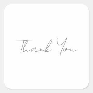 Sticker Carré Merci Gris Classique Chic Blanc écriture manuscrit