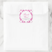 Sticker Carré Merci Ikat rose chaud (Sac)