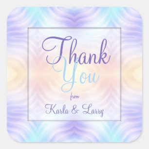 Sticker Carré Merci jaune turquoise de melon de lavande