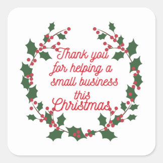 Sticker Carré Merci Joyeux Noël artisanal Petite entreprise