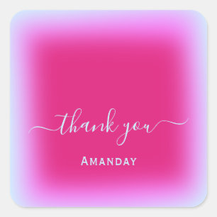 Sticker Carré Merci Licorne Maquillage Rose Mariage Douzième