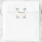 Sticker Carré Merci Mariage baroque bleu décoratif (Sac)