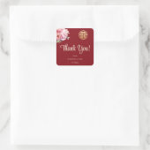 Sticker Carré Merci Mariage chinois rouge de Peony (Sac)