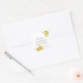 Sticker Carré Merci Mariage de tournesol vert (Enveloppe)