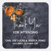 Sticker Carré Merci Mariage d'Halloween Rose orange (Devant)