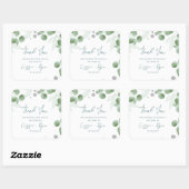 Sticker Carré Merci Mariage d'inspiration eucalyptus (Feuille)