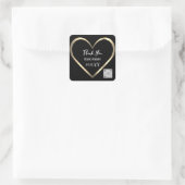 Sticker Carré Merci Mariage Favor QR CODE BlackGolden Heart (Sac)