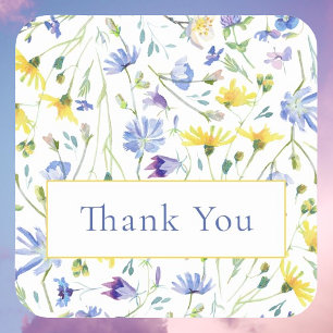 Sticker Carré Merci Mariage Fleur sauvage