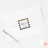 Sticker Carré Merci Mariage moderne blanc noir et or (Enveloppe)