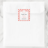 Sticker Carré Merci Mariage Motif Coral rose Quatrefoil (Sac)