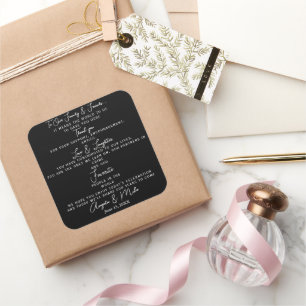 Sticker Carré Merci mariage personnalisé en faveur Elegant White