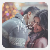 Sticker Carré Merci Mariage photo moderne (Devant)