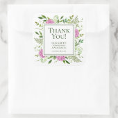 Sticker Carré Merci Mariage rose Hydrangea (Sac)