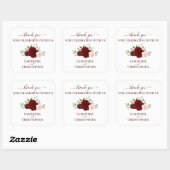 Sticker Carré Merci Mariage Rose rouge et rose (Feuille)