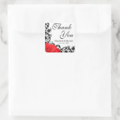 Sticker Carré Merci Mariage rouge rose noire (Sac)