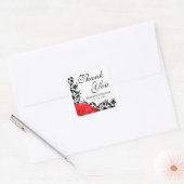 Sticker Carré Merci Mariage rouge rose noire (Enveloppe)
