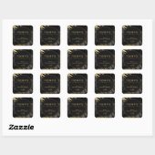 Sticker Carré Merci Mariage Tropical moderne Black Gold (Feuille)