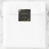 Sticker Carré Merci Mariage Tropical moderne Black Gold (Sac)