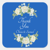 Sticker Carré Merci Mariée, Noms de chambre Cobalt Bleu et Blanc (Devant)