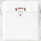 Sticker Carré Merci marsala floral boho chic mariage (Sac)