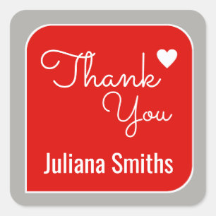 Sticker Carré merci / merci rouge