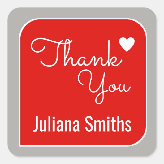 Sticker Carré merci / merci rouge (Devant)