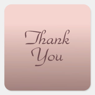 Sticker Carré Merci Modèle Branché Rose Gold Couleur Élégant