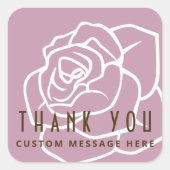Sticker Carré Merci moderne à fleurs rose rétro (Devant)