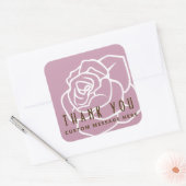 Sticker Carré Merci moderne à fleurs rose rétro (Enveloppe)