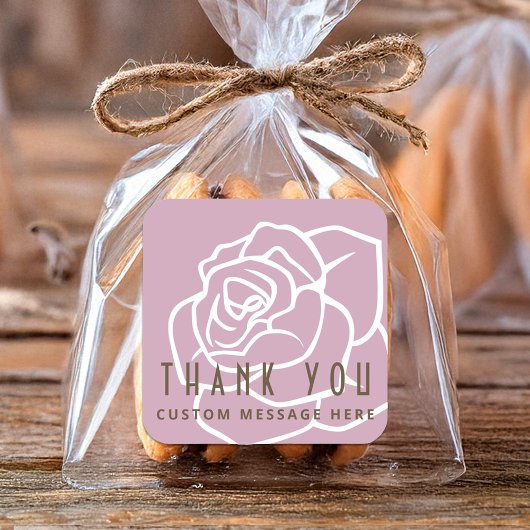 Sticker Carré Merci moderne à fleurs rose rétro