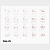 Sticker Carré Merci moderne Blush Pink 21e anniversaire (Feuille)