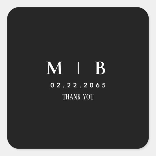 Sticker Carré Merci monogramme B/W simple (Devant)