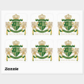 Sticker Carré Merci Monogramme Blason Vert Or Lion (Feuille)