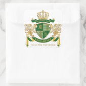 Sticker Carré Merci Monogramme Blason Vert Or Lion (Sac)