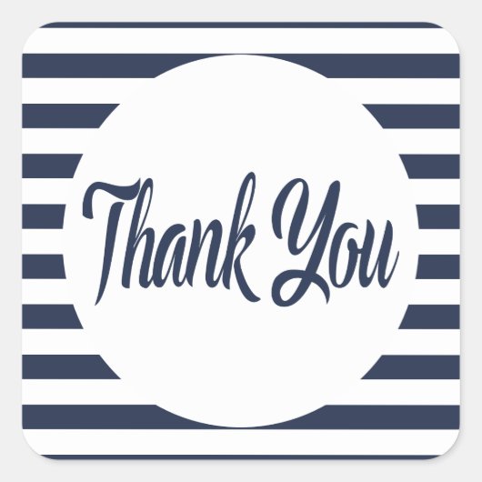 Sticker Carré Merci Nautique Bleu Et Blancs (Devant)