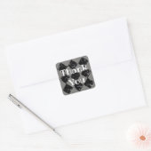 Sticker Carré Merci noir Motif Diamant blanc marbré (Enveloppe)