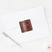 Sticker Carré Merci Nom 16e Mariage Marron (Enveloppe)