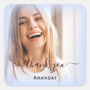 Sticker Carré Merci Nom Cadre Photo  Mariage Douzième