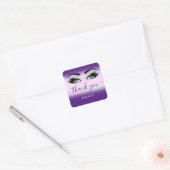 Sticker Carré Merci Nom Grey Purple Parties scintillant rose Eye (Enveloppe)