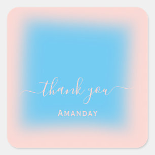 Sticker Carré Merci Nom Rose Ocean Pastel Bridal Sweet16