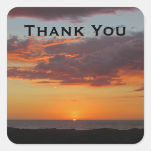 Sticker Carré Merci Océan Pacifique Coucher de soleil Orange Nig