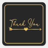 Sticker Carré Merci or avec flèche sur Arrière - plan noir (Devant)